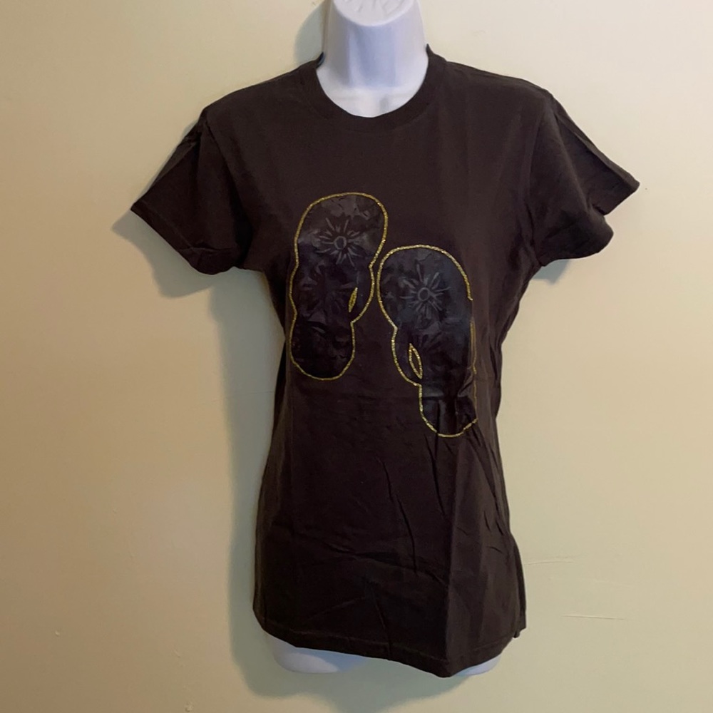Anvil Flip-flops Brown T Shirt Women's Size L